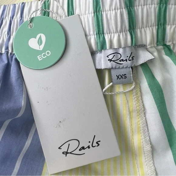 Rails White Colorful Portofino Striped Organic Cotton Blend Boxer Shorts XXS NWT - Picture 10 of 16